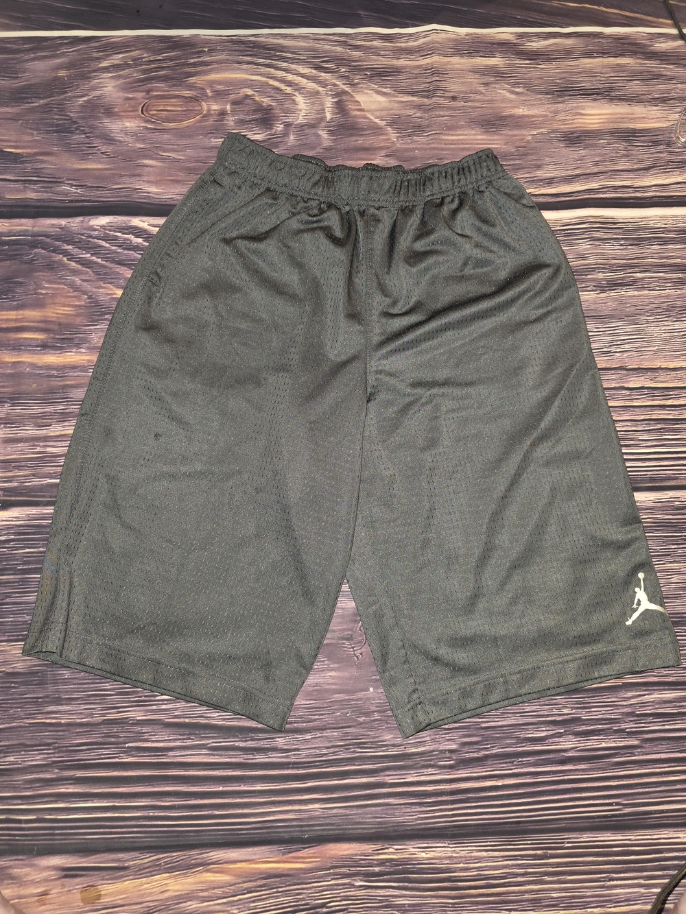Jordan Black Athletic Mesh Basketball Shorts with White Jumpman